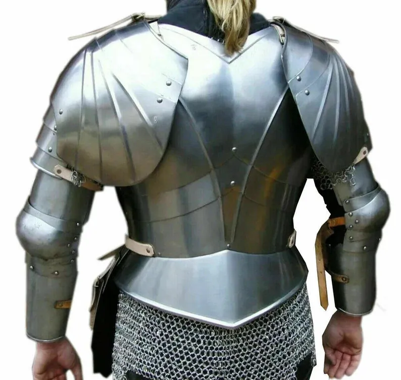 16Ga Sca Steel Medieval Half Body Lady Armor Suit With Cuirass & Pauldrons , Female knight, Warrior Girl Set Chain Mail