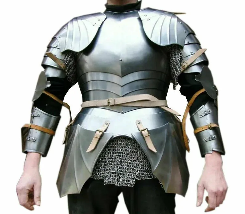 16Ga Sca Steel Medieval Half Body Lady Armor Suit With Cuirass & Pauldrons , Female knight, Warrior Girl Set Chain Mail