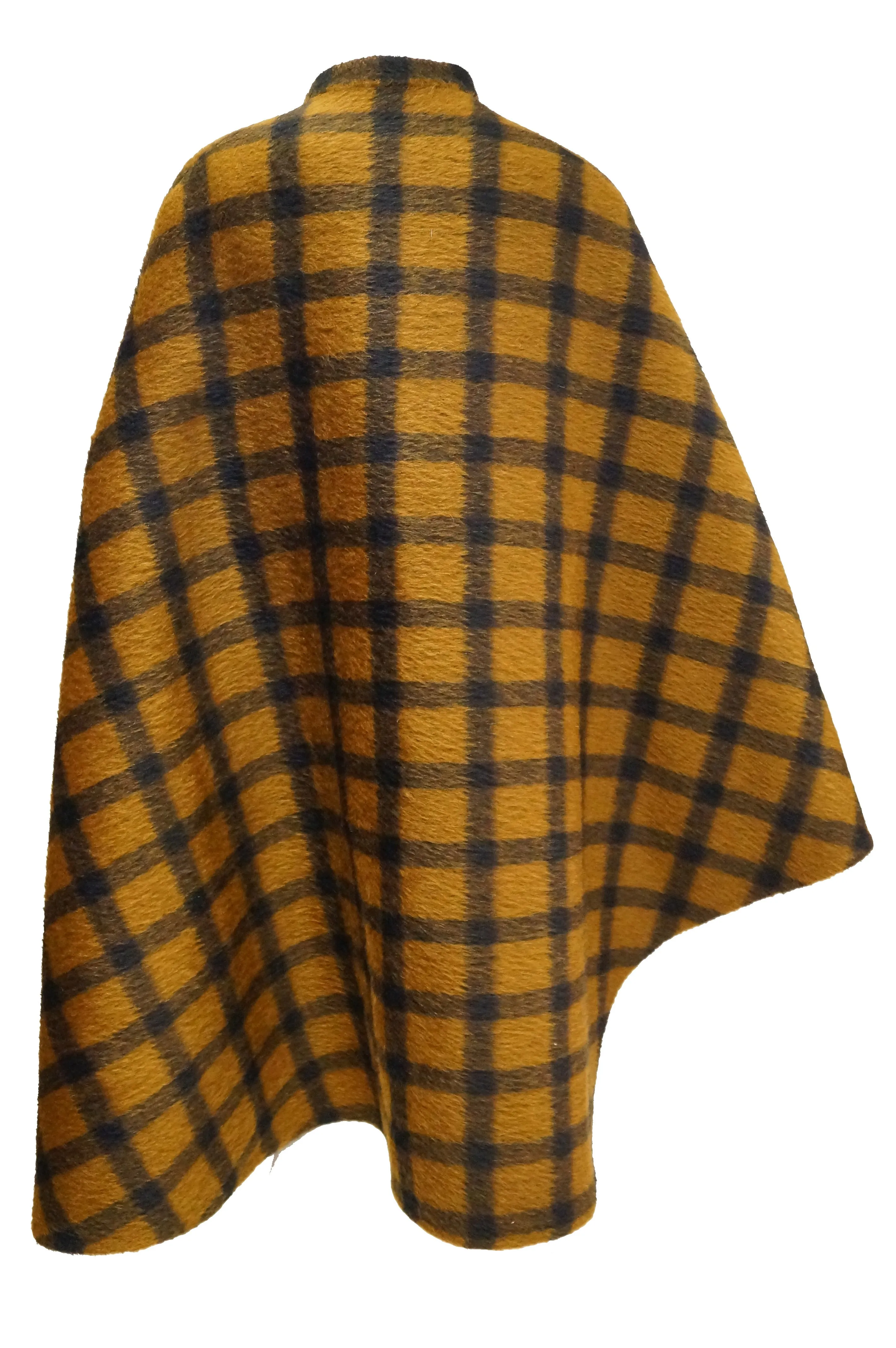 1970s Yves Saint Laurent Reversible Brown Plaid / Black Cape