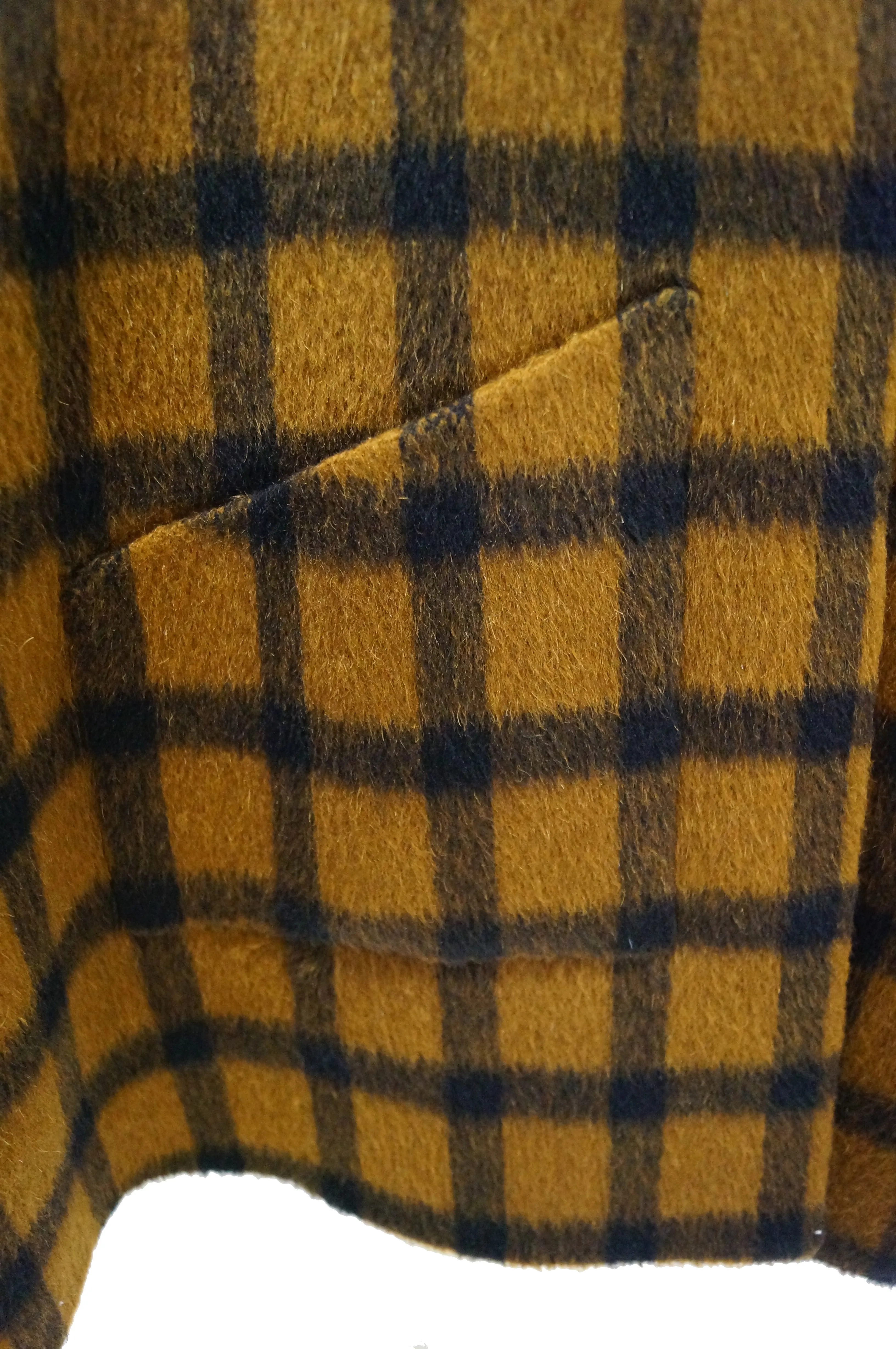 1970s Yves Saint Laurent Reversible Brown Plaid / Black Cape