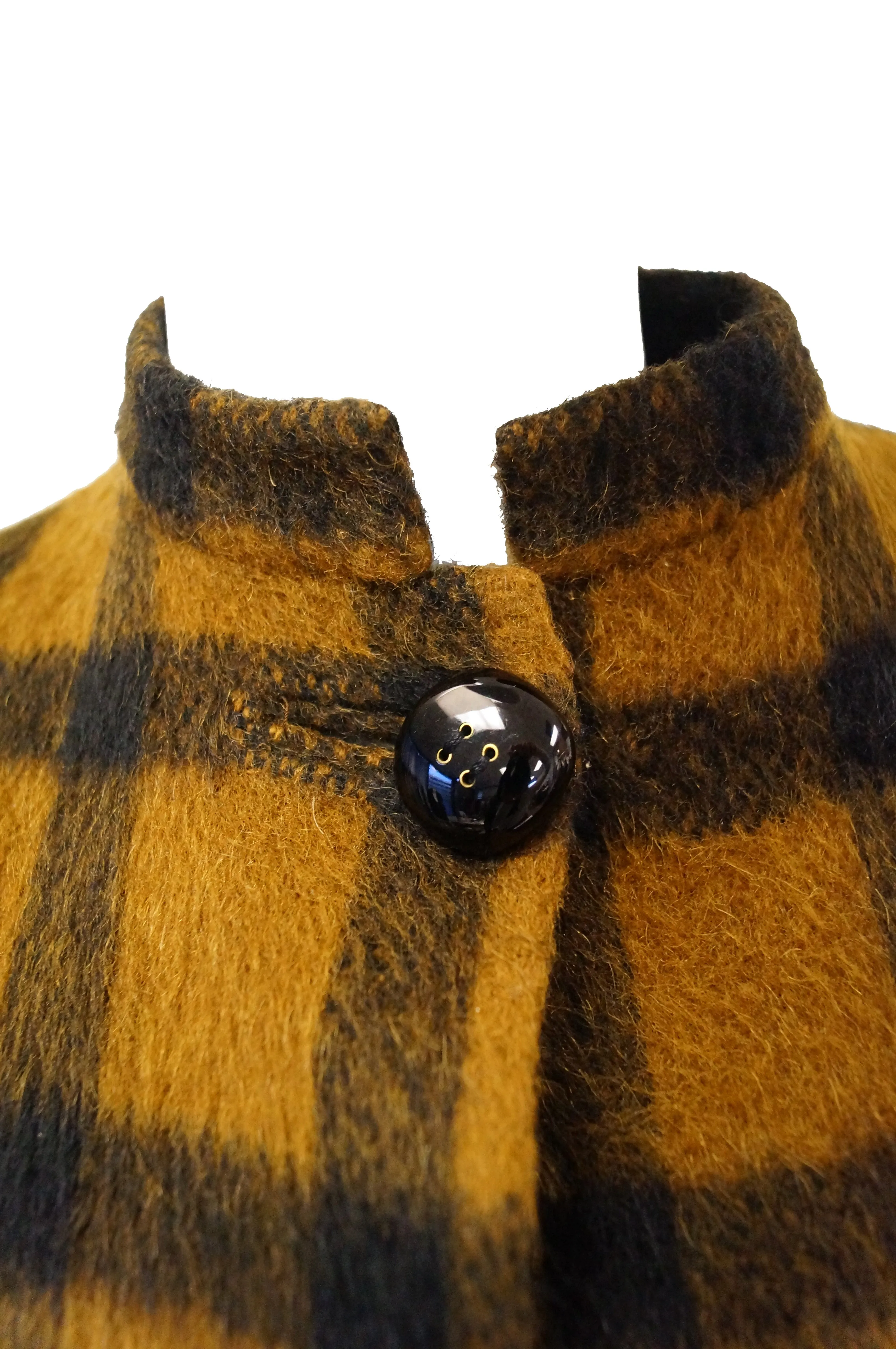 1970s Yves Saint Laurent Reversible Brown Plaid / Black Cape