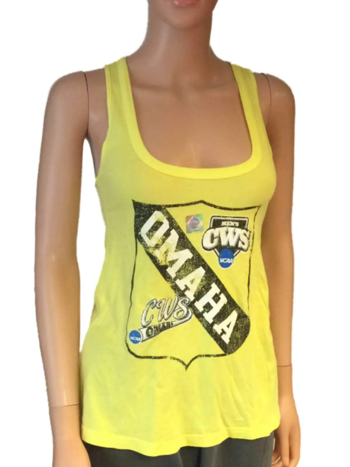 2013 College World Series Omaha Women's Neon Yellow Tank Top Shirt