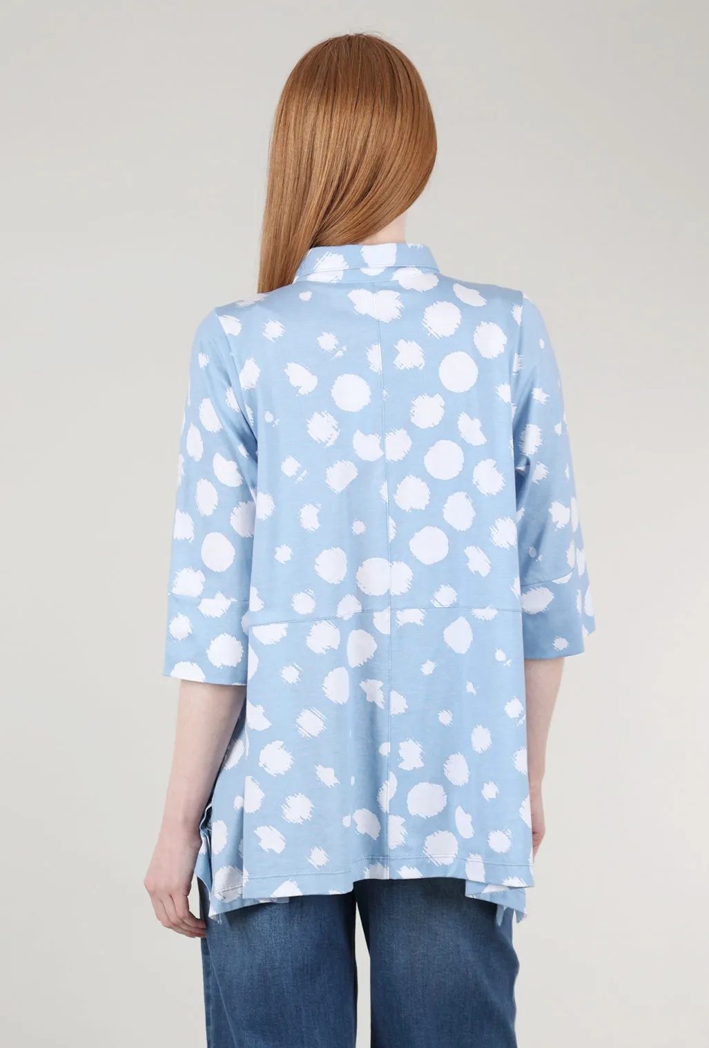 3/4-Sleeve Shacket, Blue Dot