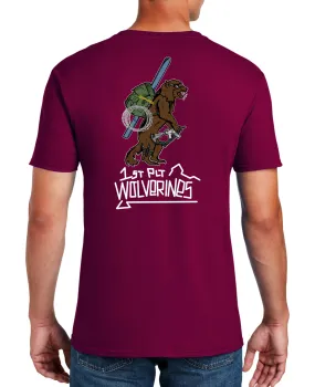 50-50 Blend Maroon Unisex PT Short Sleeve Shirt (Color Design). Approved for PT