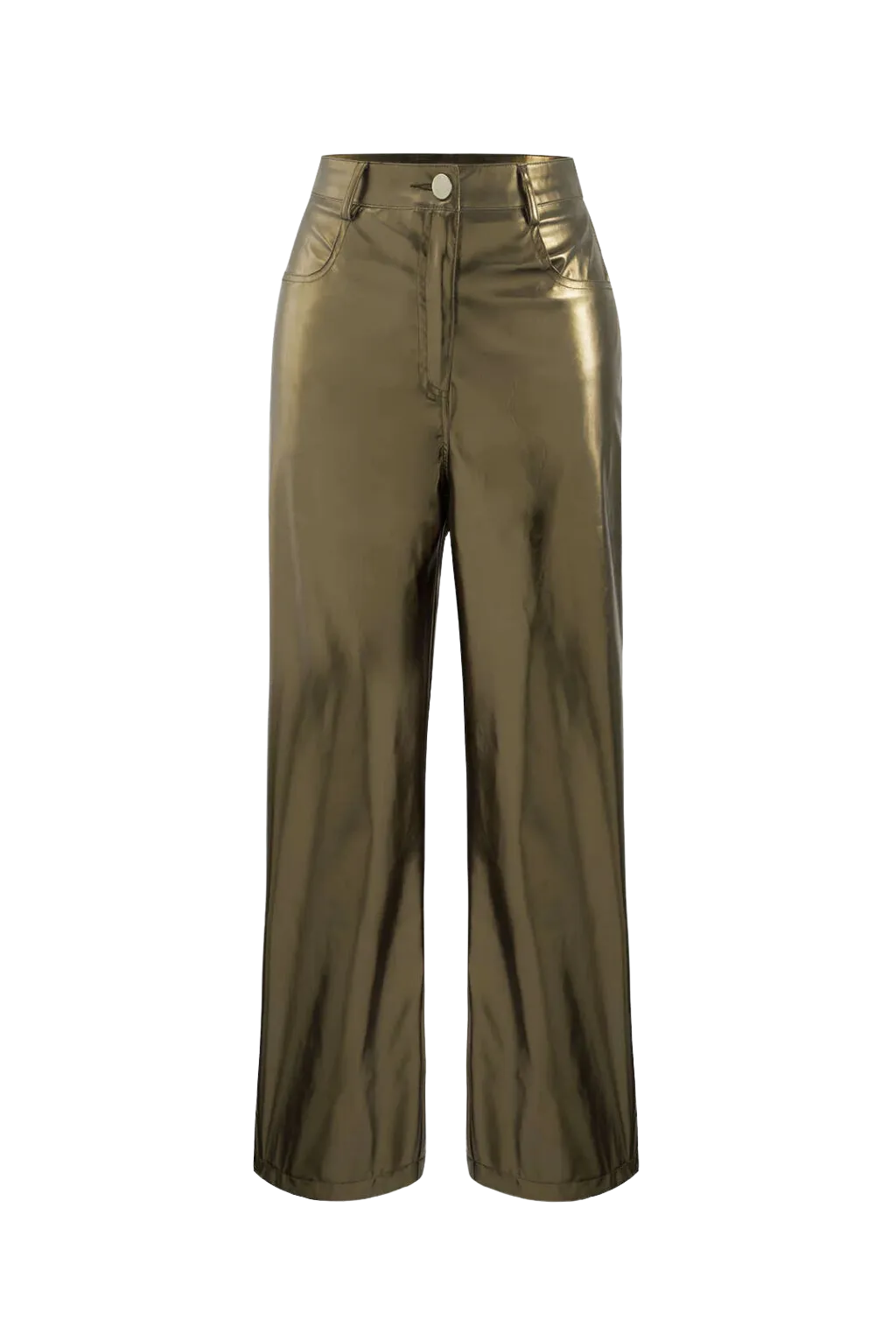 A&A Metallic Straight Leg High Waist Trousers