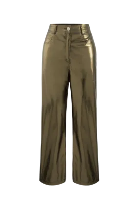 A&A Metallic Straight Leg High Waist Trousers