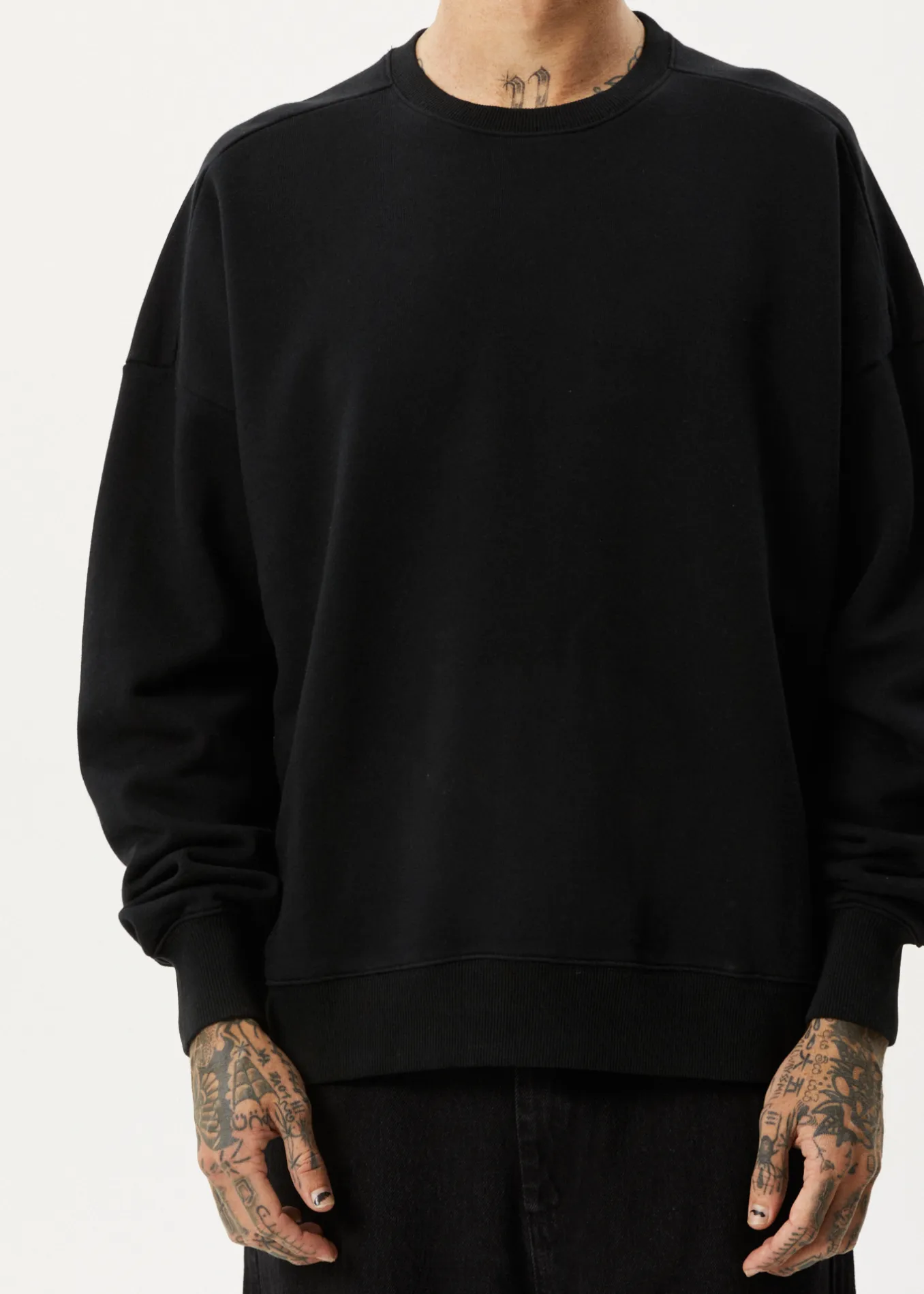 Afends Unisex Vital - Unisex Recycled Crew Neck Jumper - Black