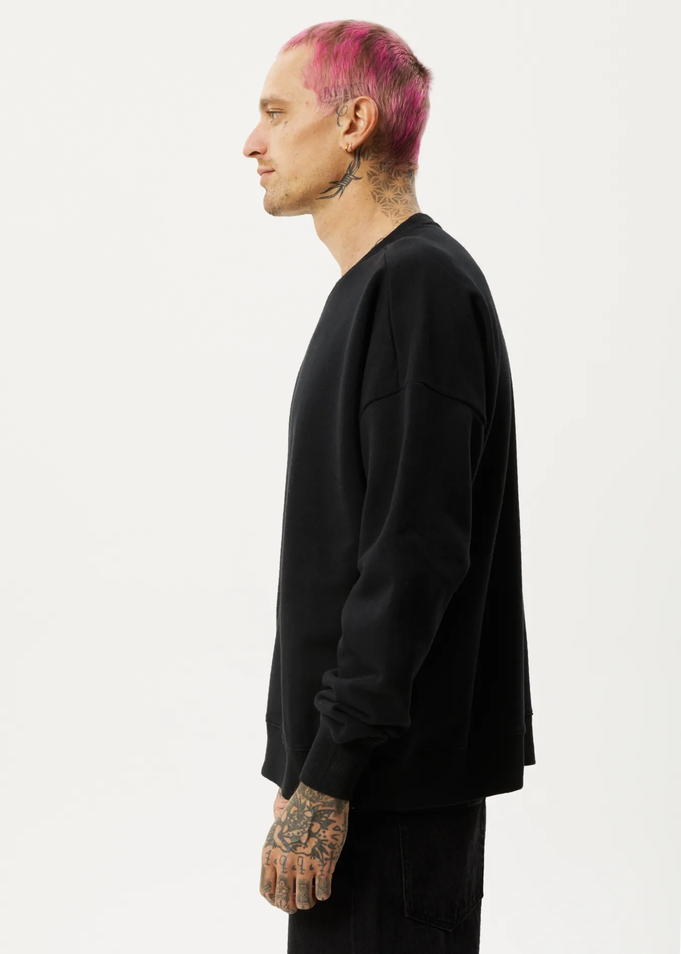 Afends Unisex Vital - Unisex Recycled Crew Neck Jumper - Black