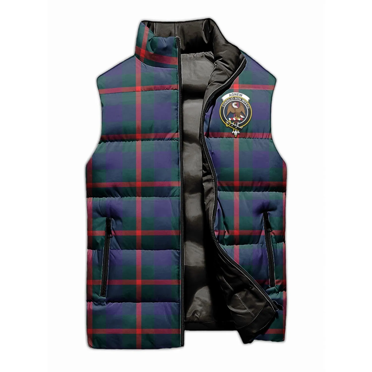 Agnew Tartan Sleeveless Puffer Jacket with Family Crest