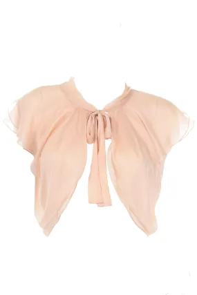 Alberta Ferretti Sheer Silkk Peach Bolero Top Open Front Blouse