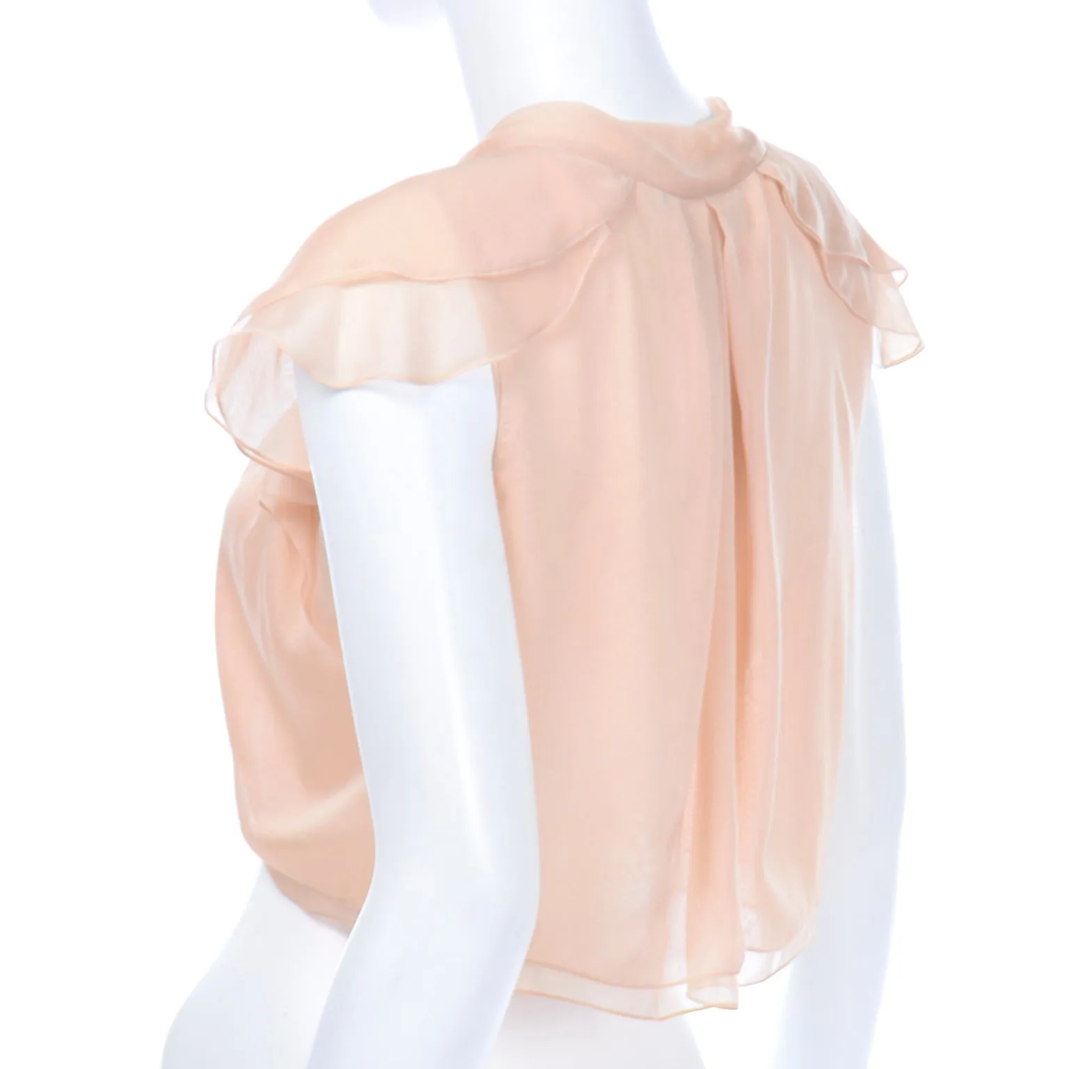 Alberta Ferretti Sheer Silkk Peach Bolero Top Open Front Blouse