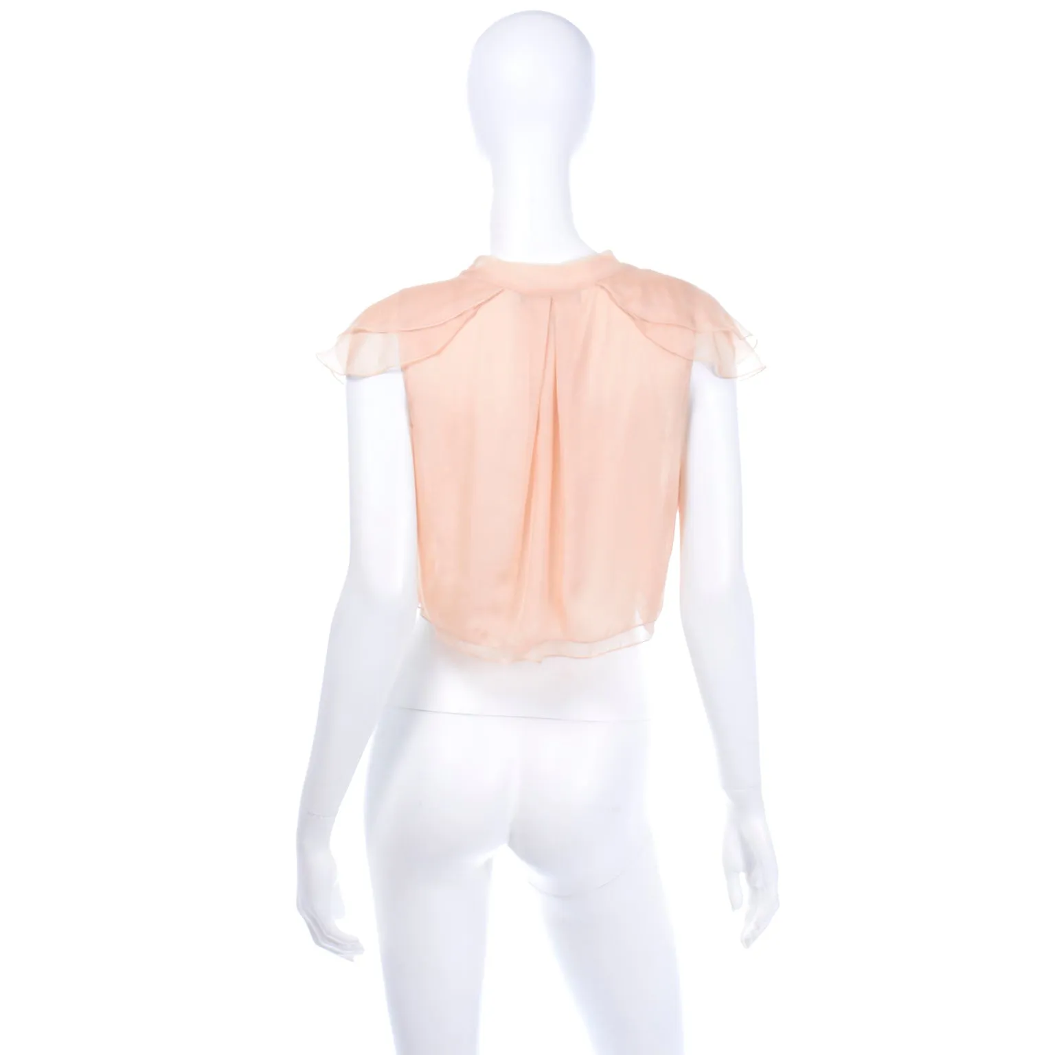 Alberta Ferretti Sheer Silkk Peach Bolero Top Open Front Blouse