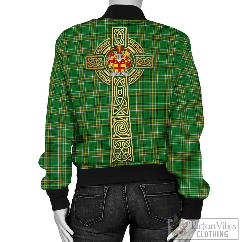 Alley Irish Clan Tartan Bomber Jacket with Coat of Arms Celtic Tree of Life Style