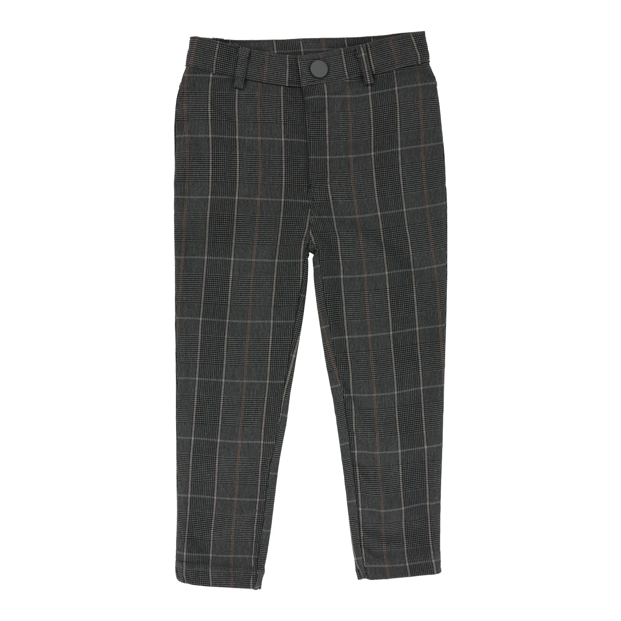 Analogie By Lil Legs Printed Pants Grey Plaid