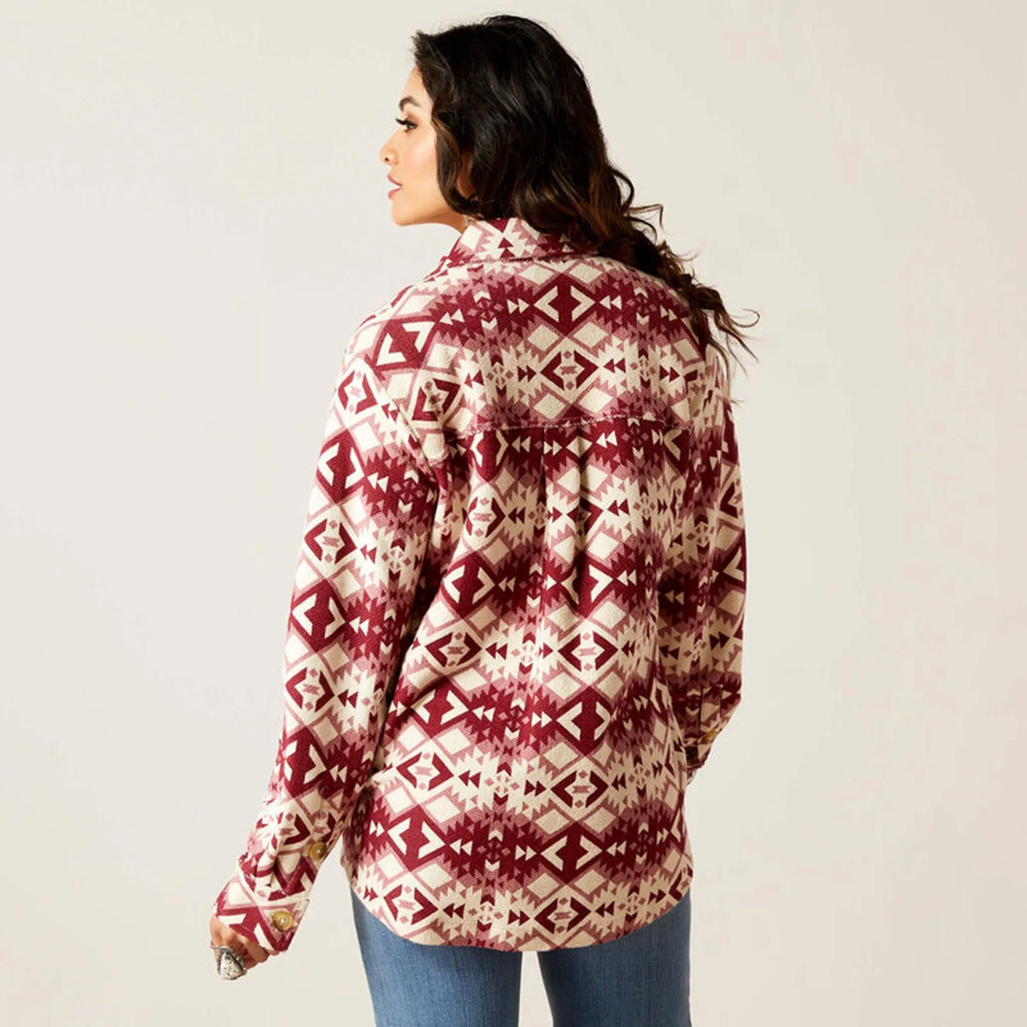 Ariat Women's Burgundy & Cream Southwest Shacket