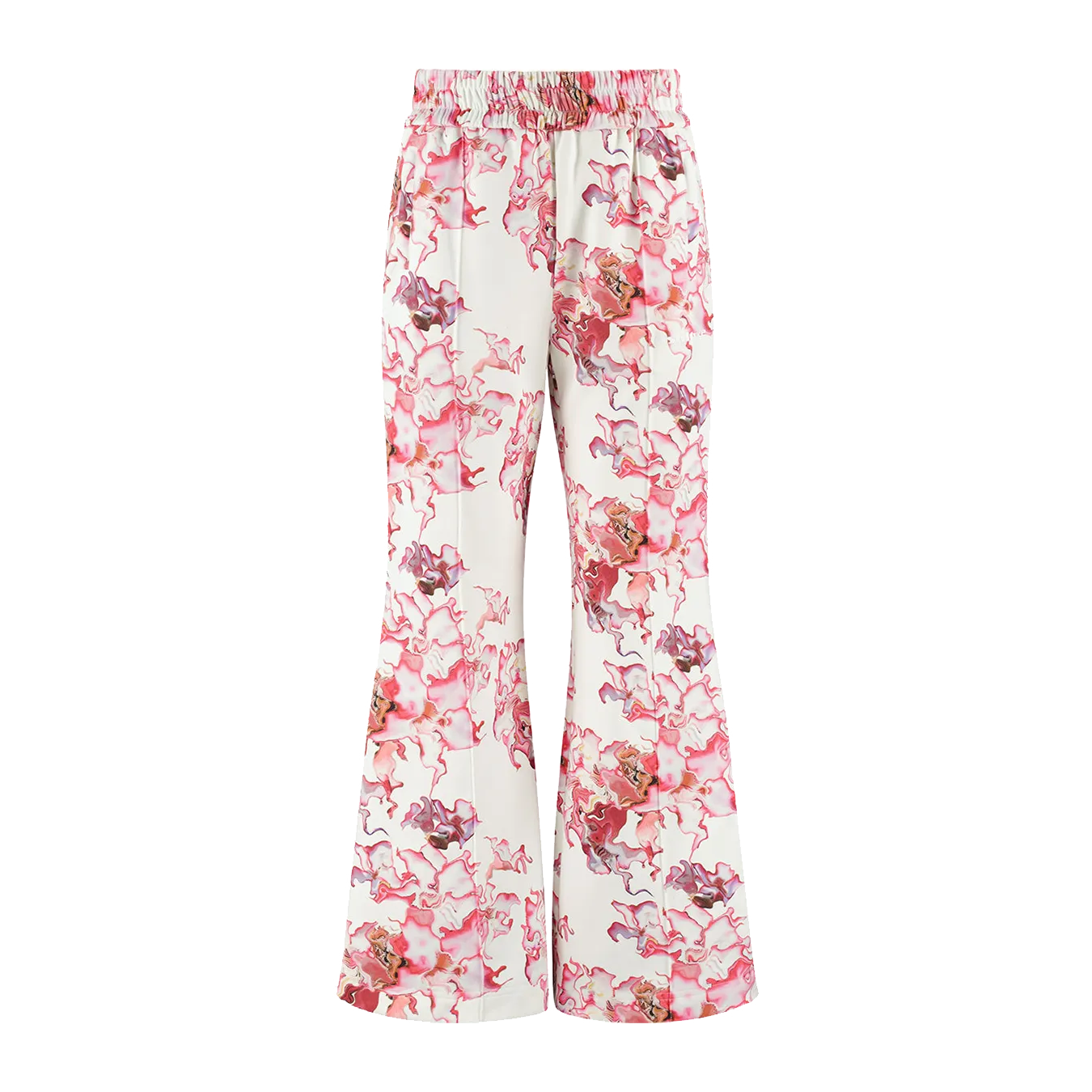 Ashluxe Female Flared Pants Pink Flower Aop