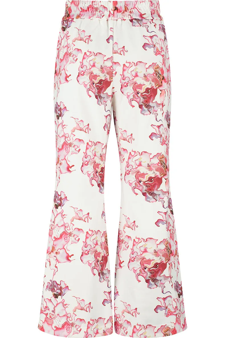 Ashluxe Female Flared Pants Pink Flower Aop