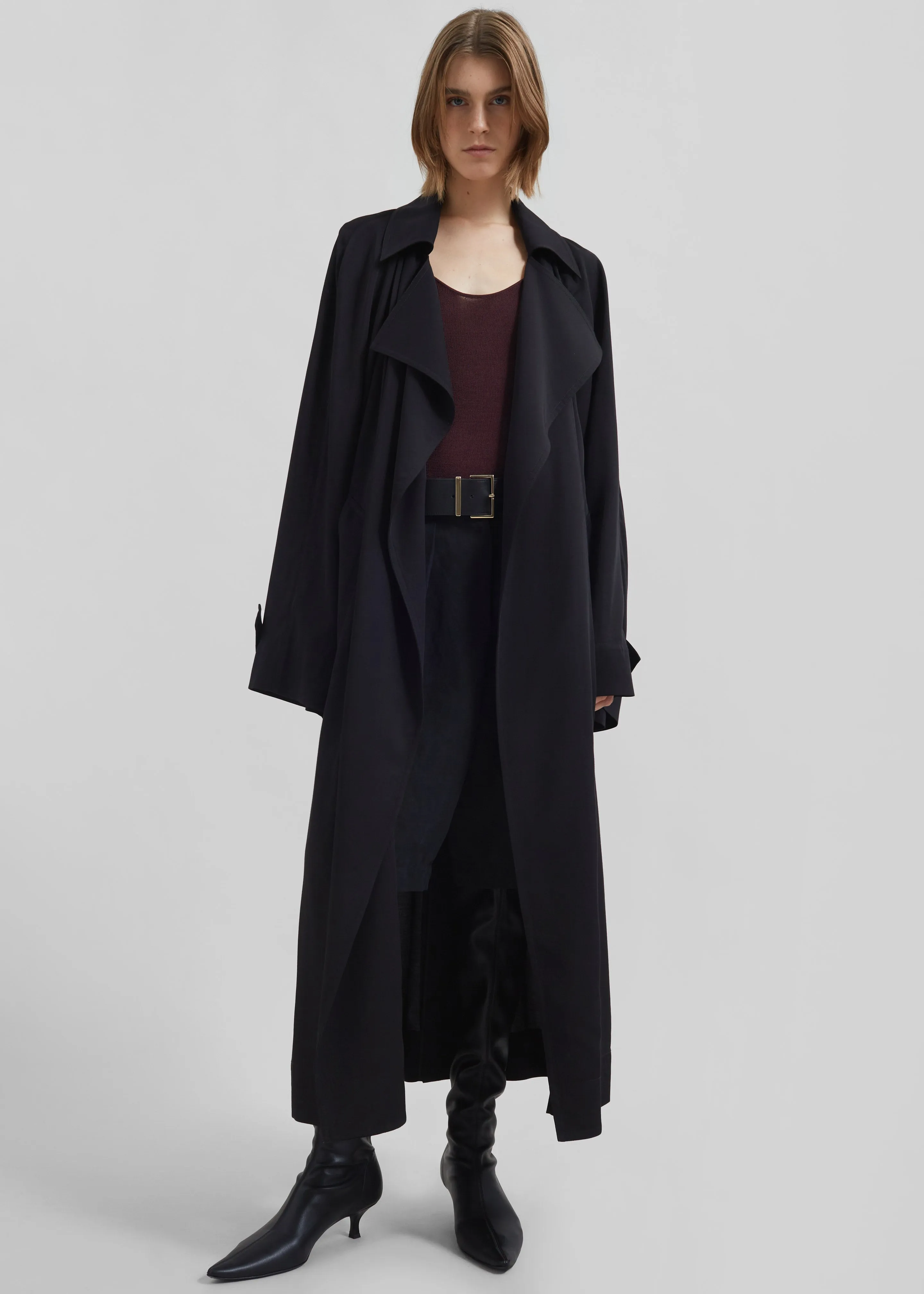 Astoria Cut-Out Raglan Sleeve Trench Coat - Black