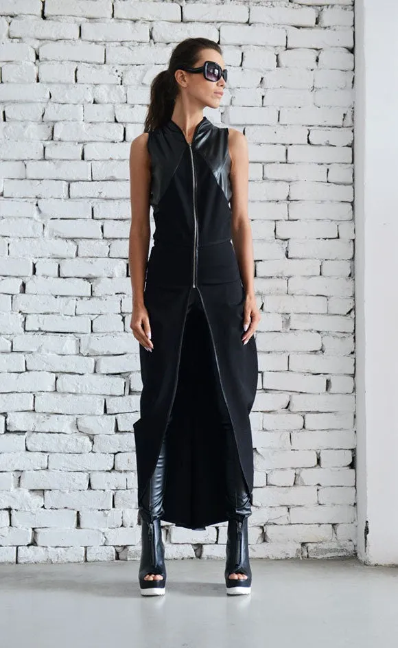 Asymmetric Black Vest