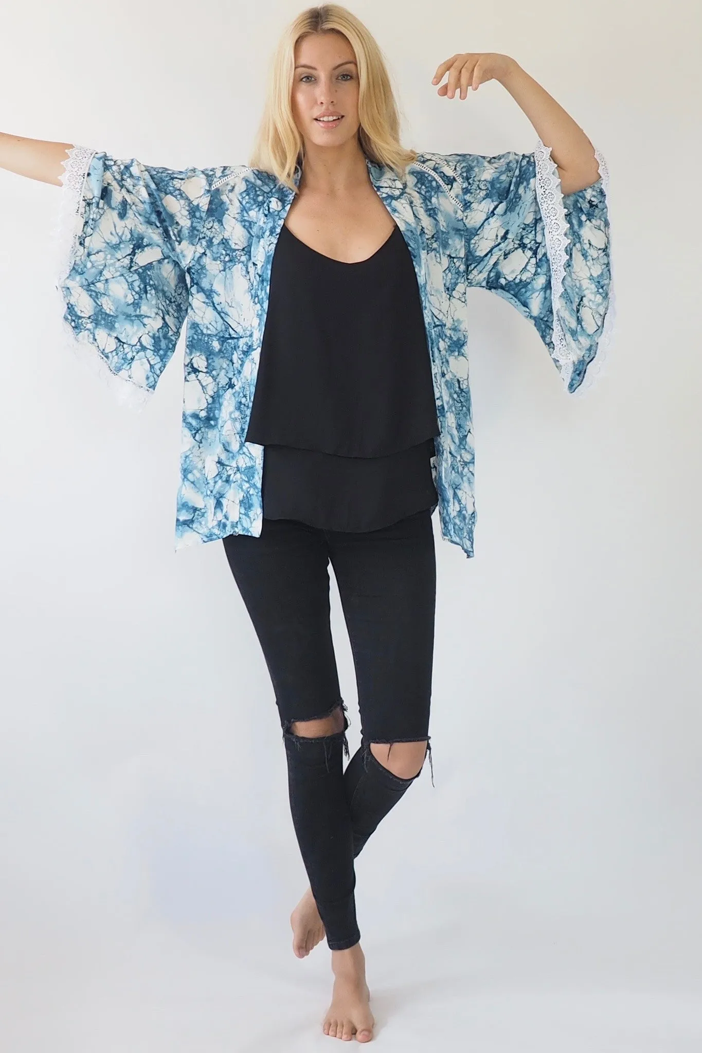 Atlantic Lace Trim Kimono - Boho Kimono - Sage Collective