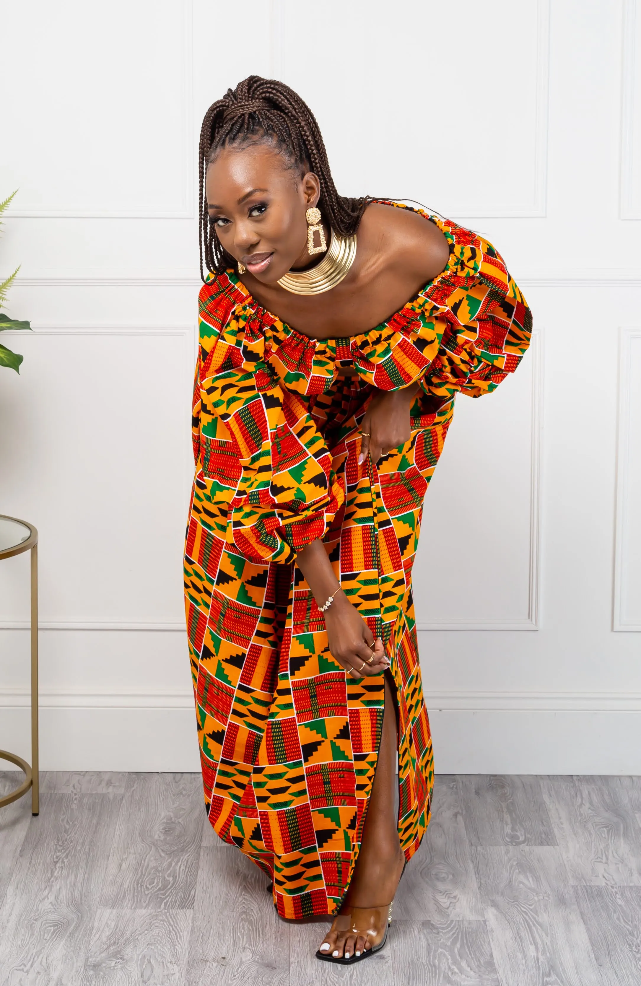 Authentic Kente African Print Maxi Skirt & Crop Top Set - KENYA