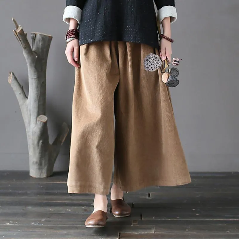 Autumn Retro Casual Corduroy Wide Leg Pants