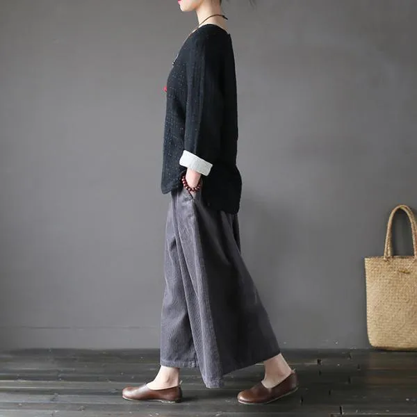 Autumn Retro Casual Corduroy Wide Leg Pants