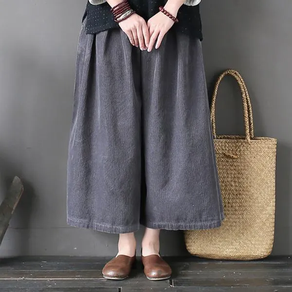 Autumn Retro Casual Corduroy Wide Leg Pants