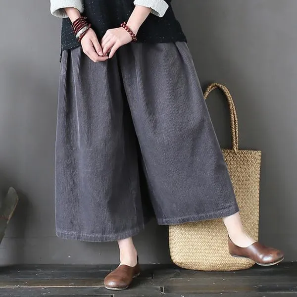 Autumn Retro Casual Corduroy Wide Leg Pants