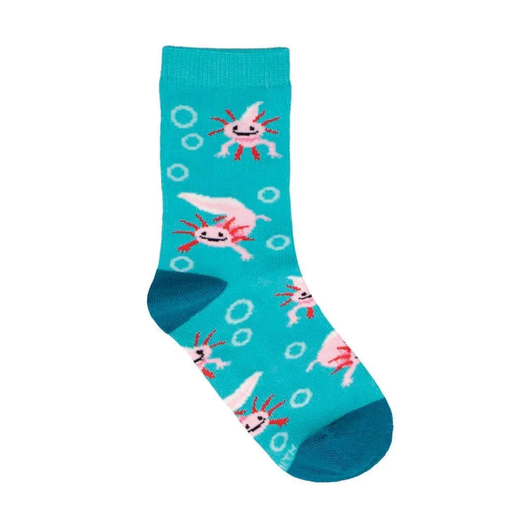 Awesome Axolotls Kid's Socks Teal (4-7 Years)