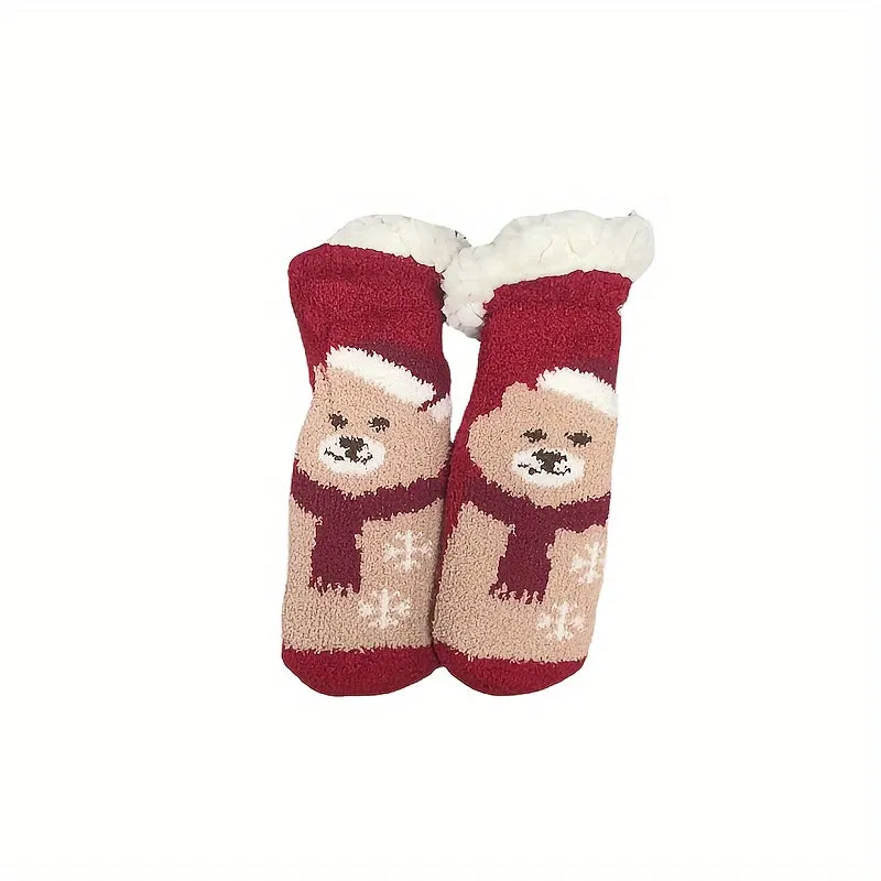 Baby Boy's Cute Winter Baby Cartoon Christmas Socks Thickened Warm Newborn Floor Socks Non-slip Children's Socks 0-2 Years