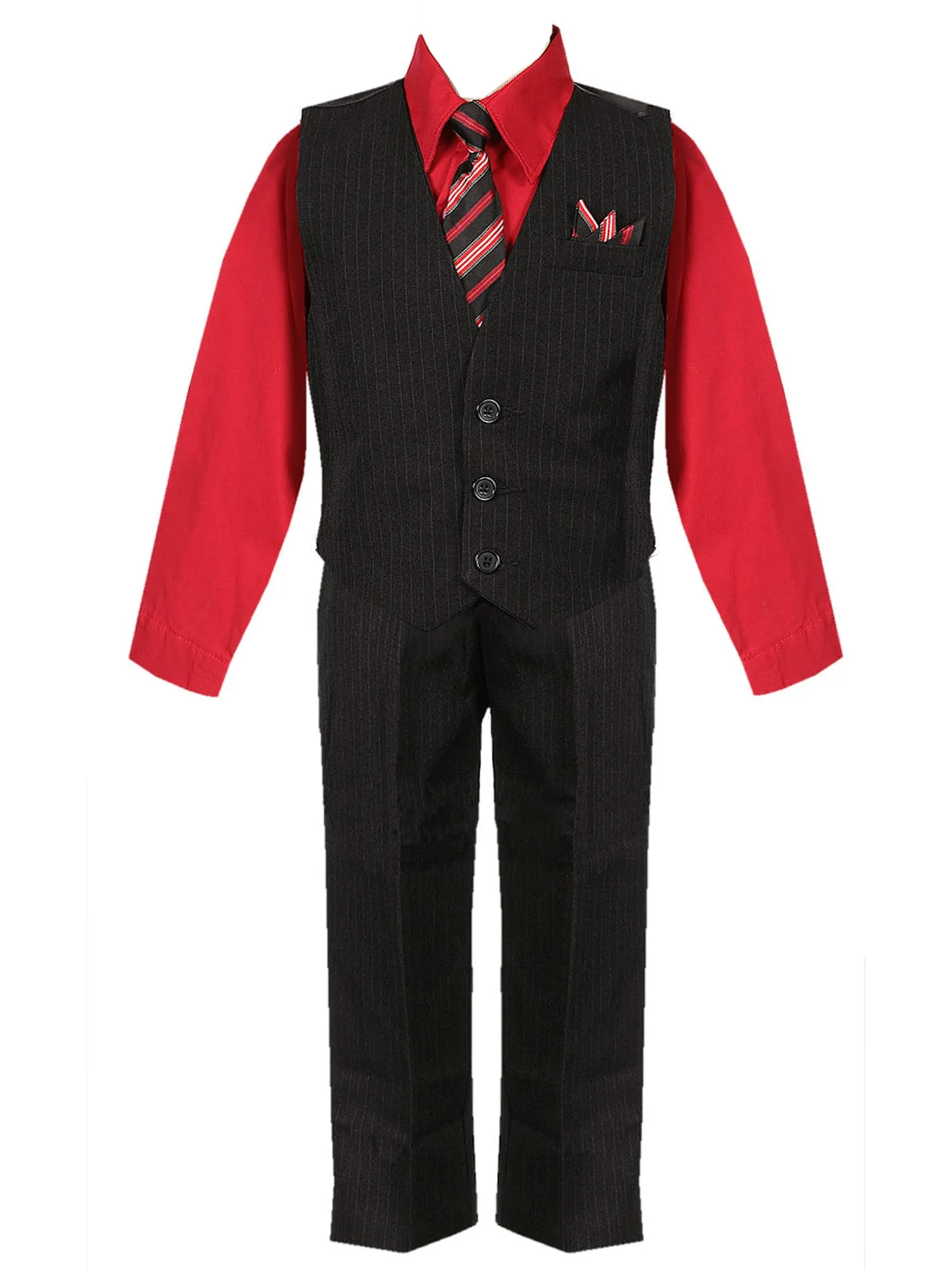 Baby Boys Multi Color Shirt Necktie Striped Pants Vest Suit 6-24M