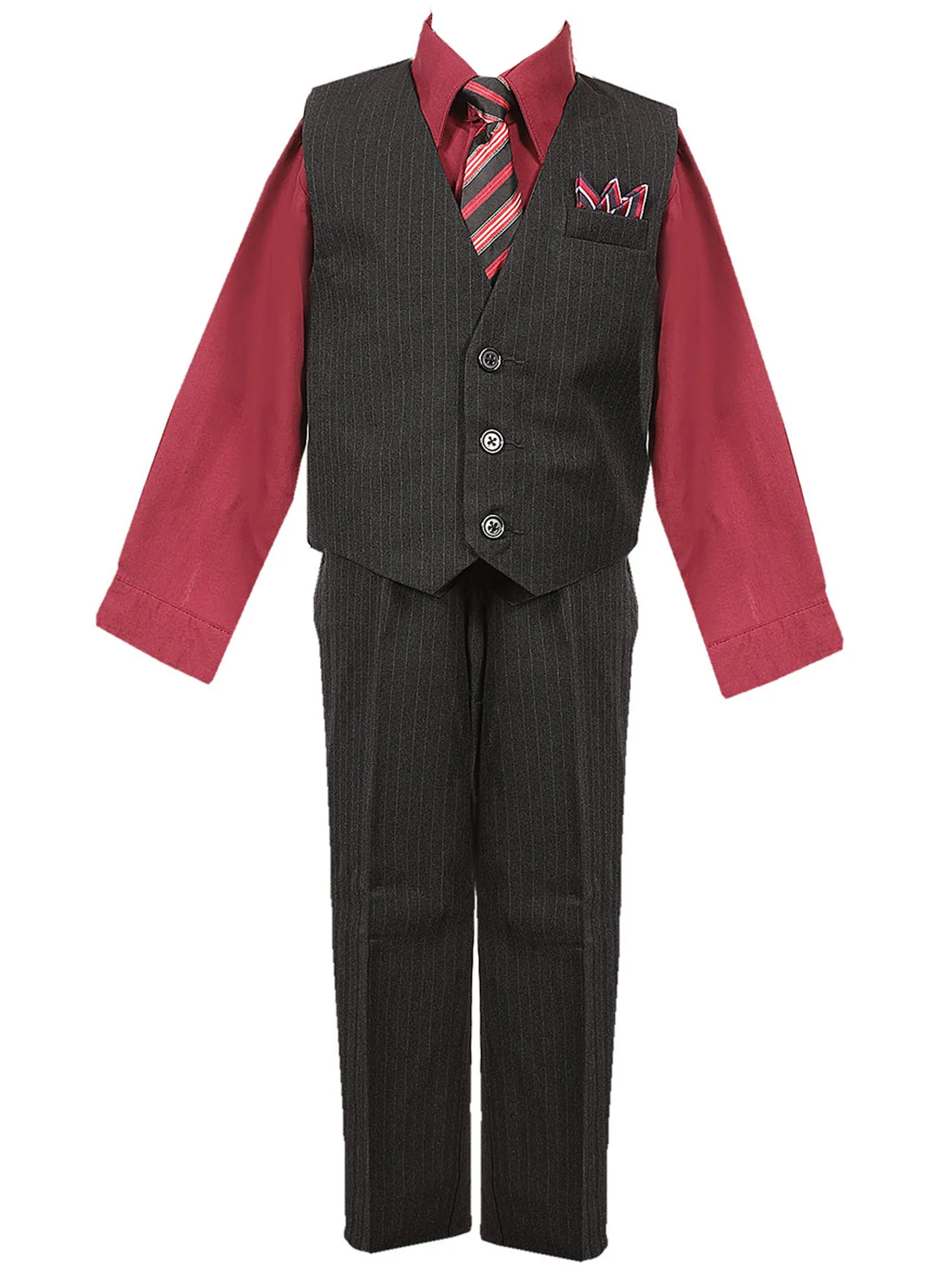 Baby Boys Multi Color Shirt Necktie Striped Pants Vest Suit 6-24M