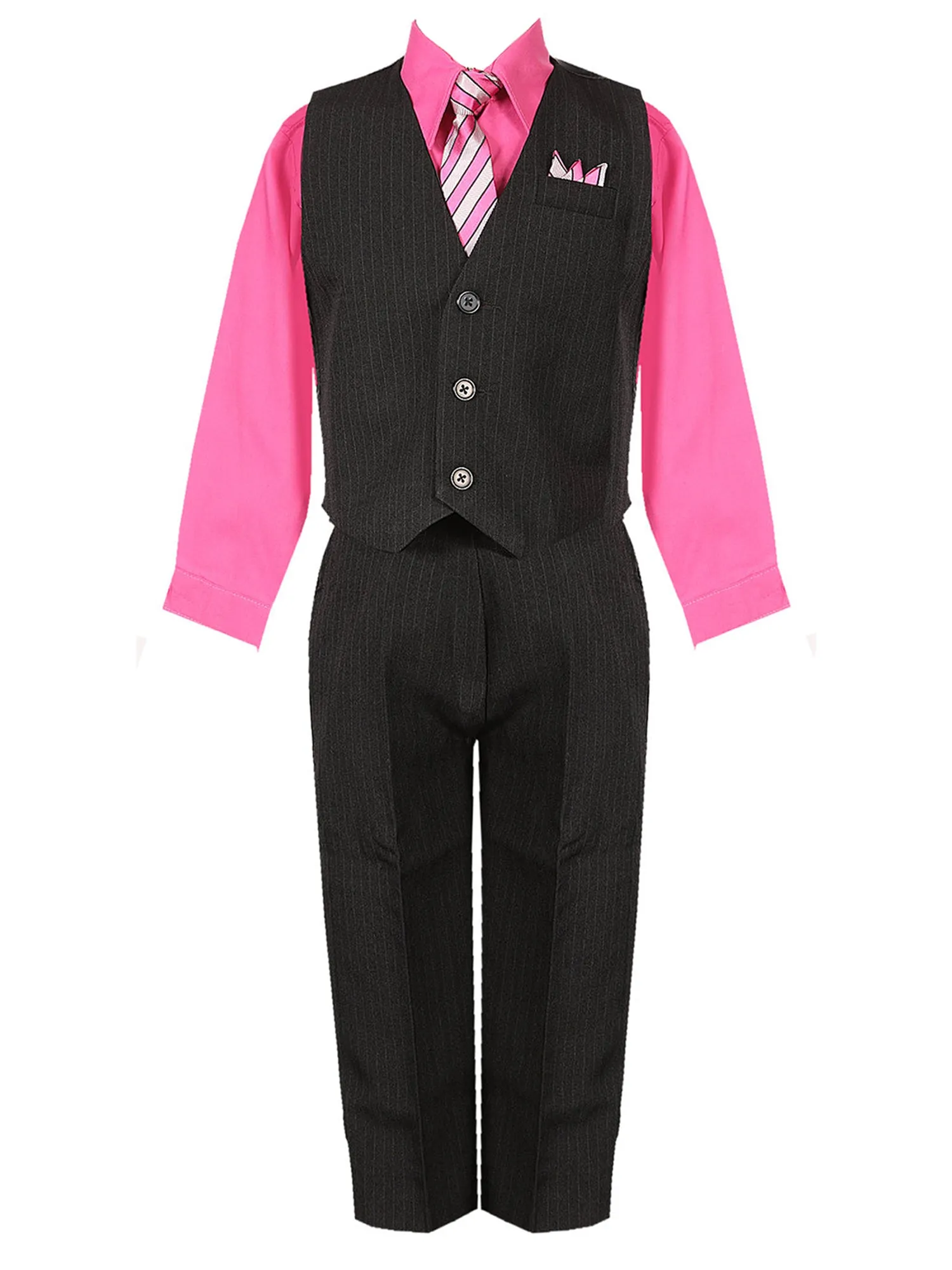 Baby Boys Multi Color Shirt Necktie Striped Pants Vest Suit 6-24M