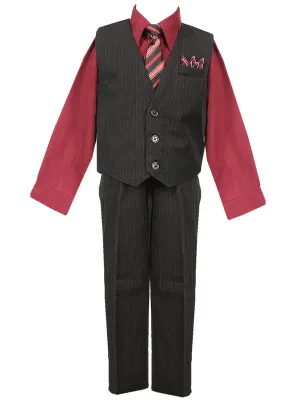 Baby Boys Multi Color Shirt Necktie Striped Pants Vest Suit 6-24M