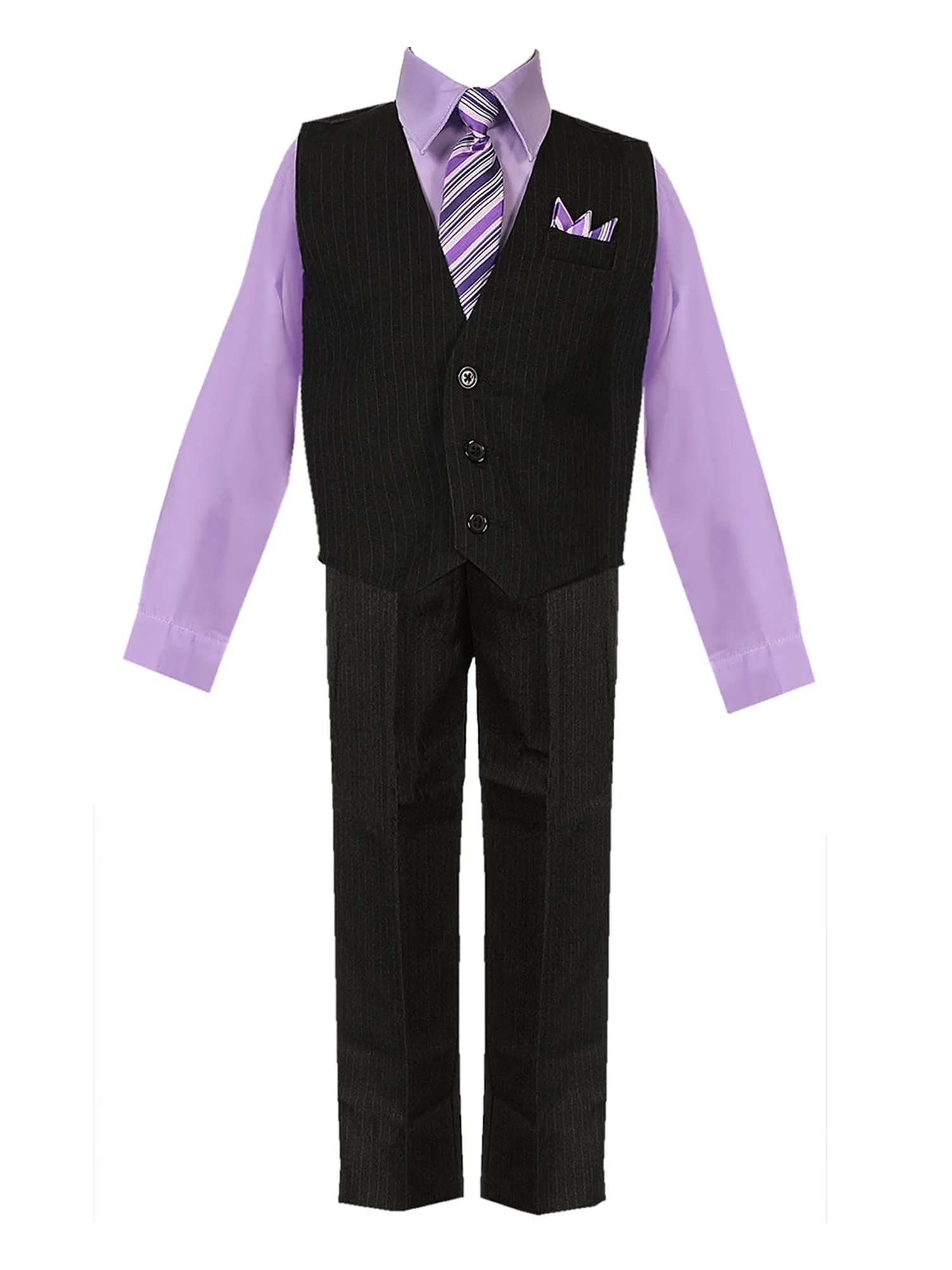 Baby Boys Multi Color Shirt Necktie Striped Pants Vest Suit 6-24M