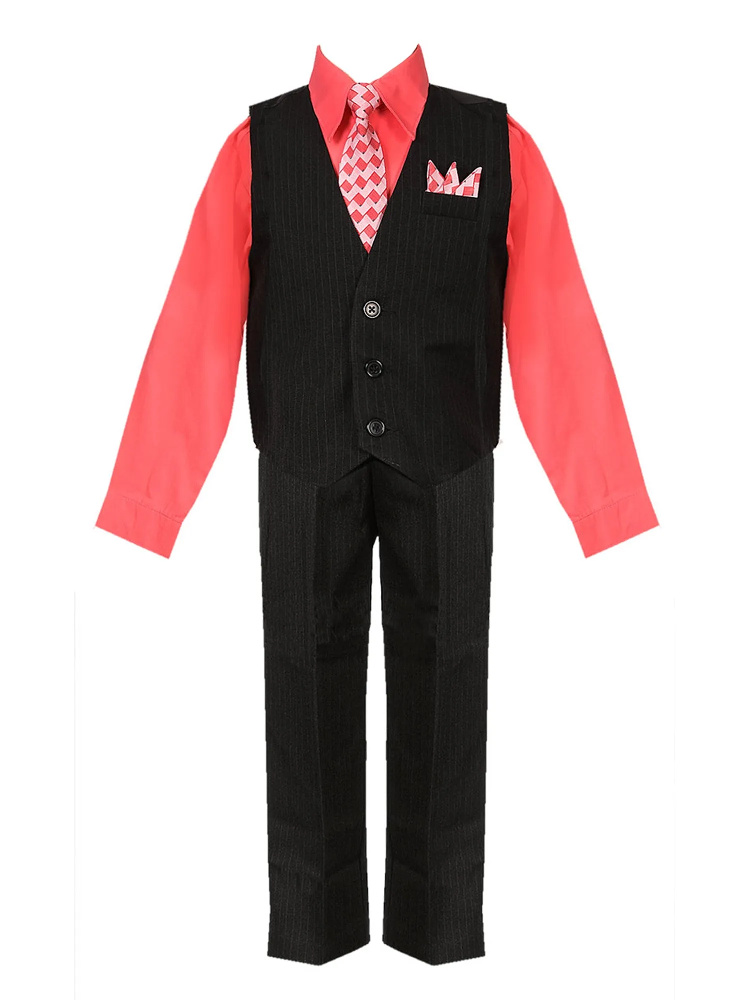 Baby Boys Multi Color Shirt Necktie Striped Pants Vest Suit 6-24M