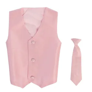 Baby Boys Pink Poly Silk Vest Necktie Special Occasion Set 3-24M