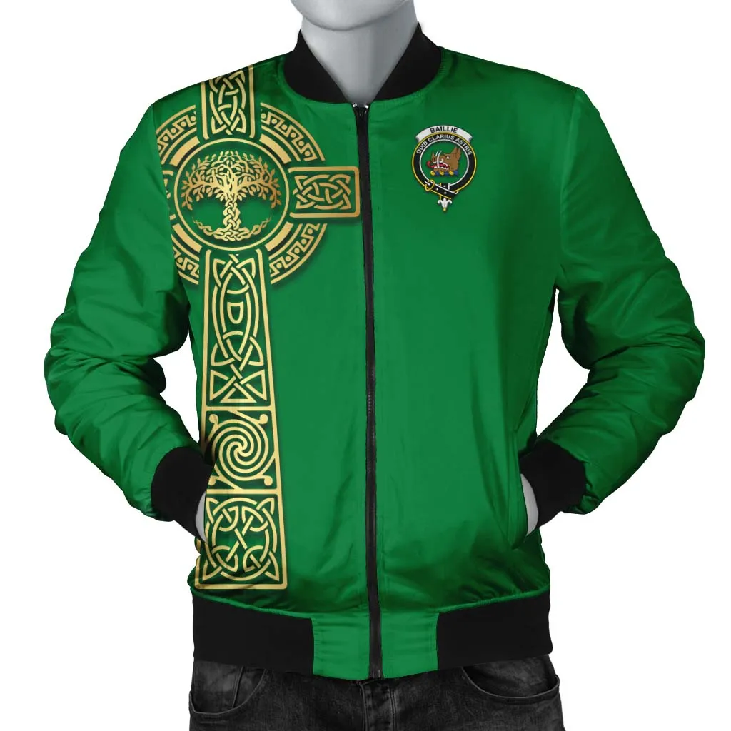 Baillie (Bailey) Clan Bomber Jacket with Golden Celtic Tree Of Life