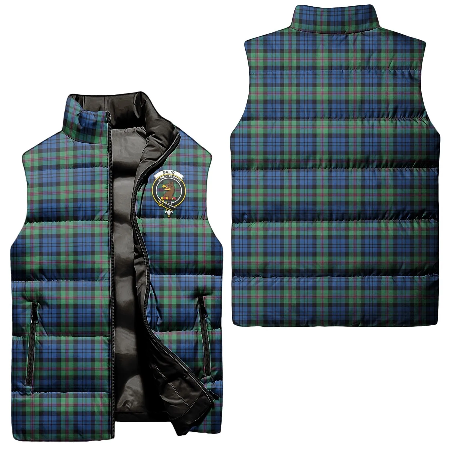 Baird Ancient Tartan Sleeveless Puffer Jacket with Family Crest