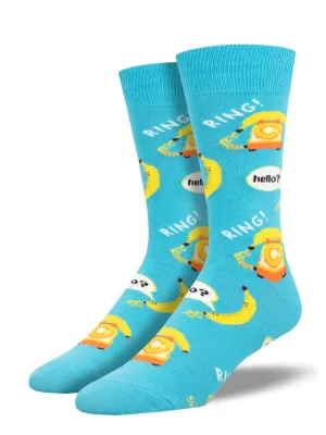 Banana Phone Men's Crew Socks Blue