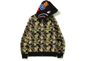 BAPE Check Camo Shark Full Zip Hoodie Beige