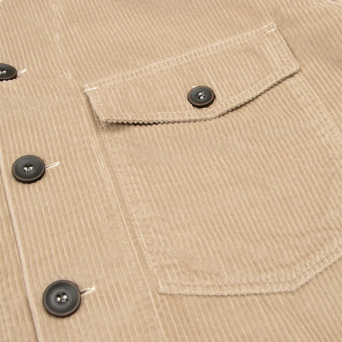 Beige Cotton Corduroy Overshirt