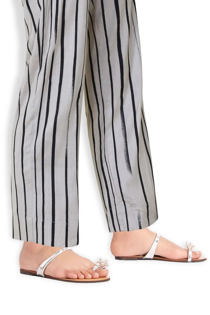 Beige Striped Pants