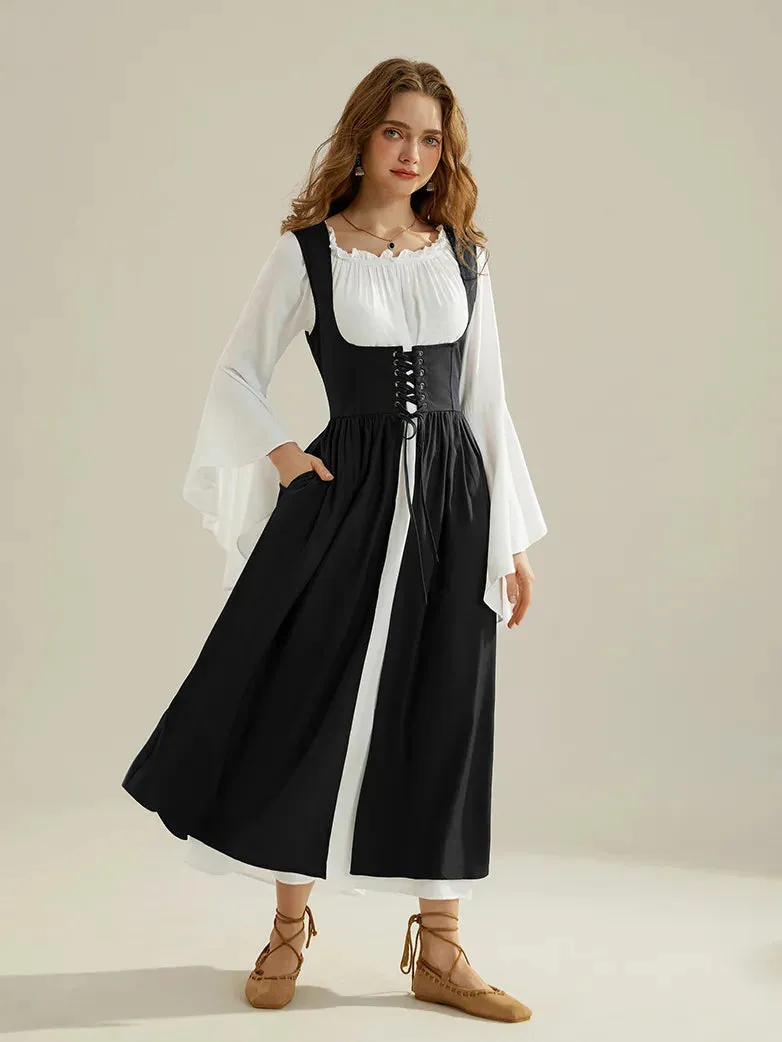 Bell Sleeve Off Shoulder Renaissance Costume Lace-up Vest