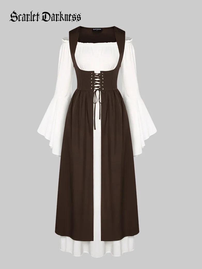 Bell Sleeve Off Shoulder Renaissance Costume Lace-up Vest