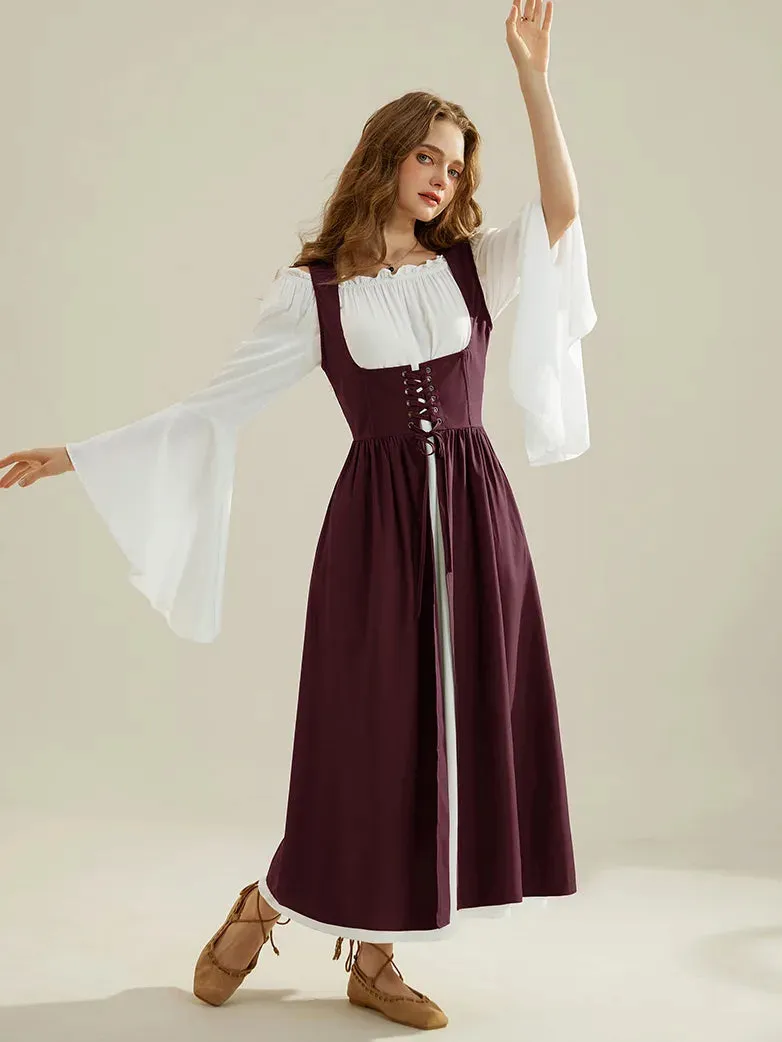 Bell Sleeve Off Shoulder Renaissance Costume Lace-up Vest