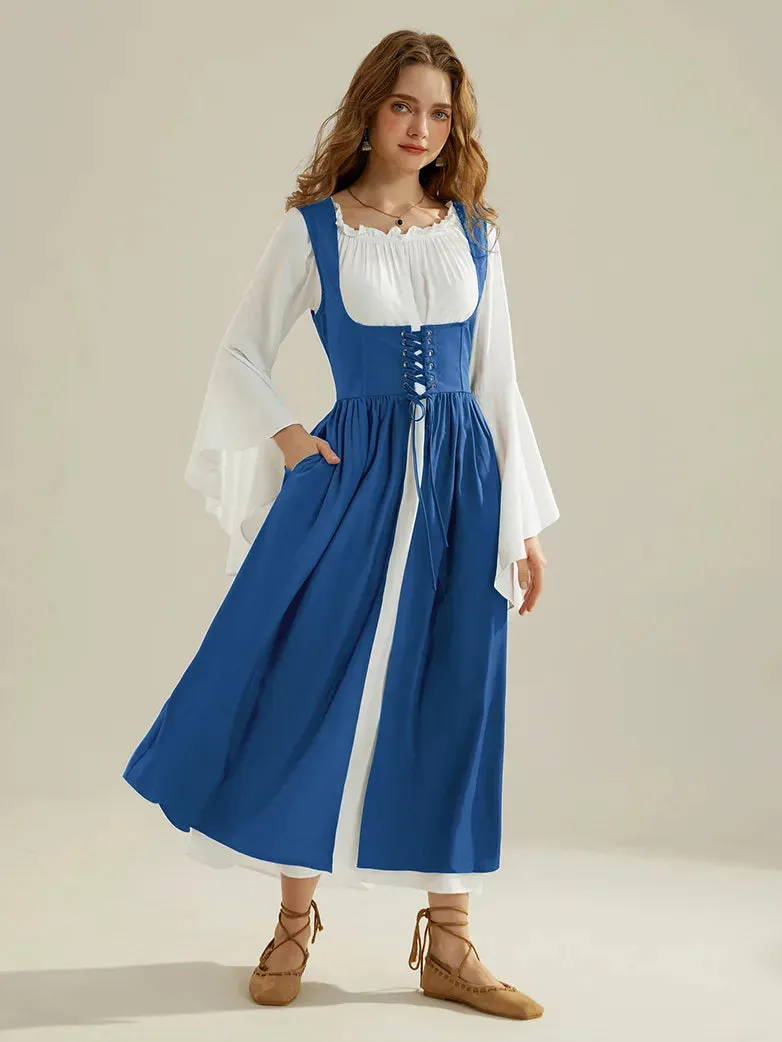 Bell Sleeve Off Shoulder Renaissance Costume Lace-up Vest