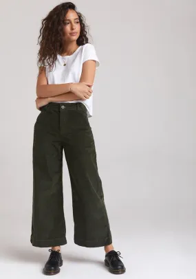 BELLA DAHL - Wide Leg Crop Trouser in Woodland Olive