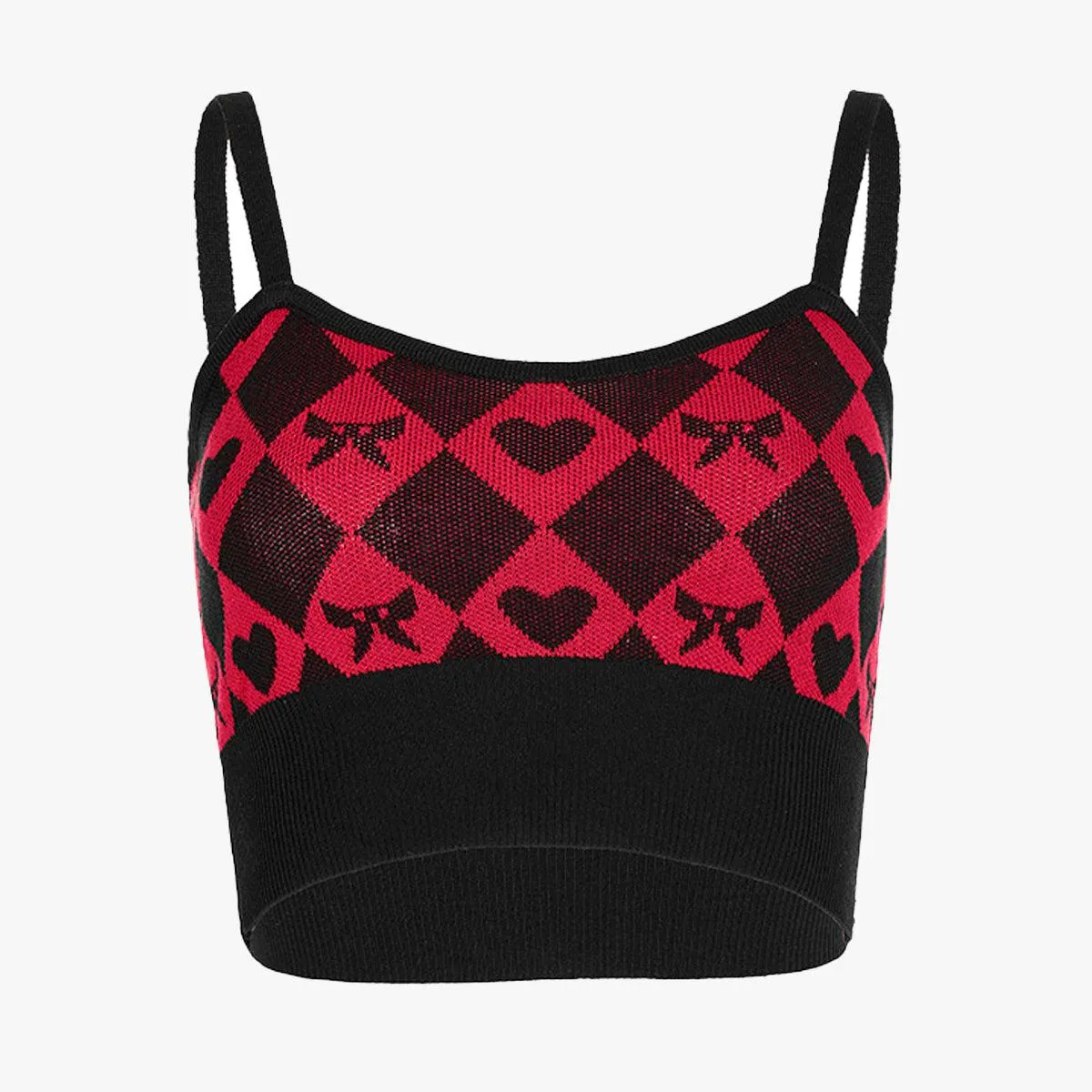 benpaolv Diamond Checkered Gothcore Crop Top